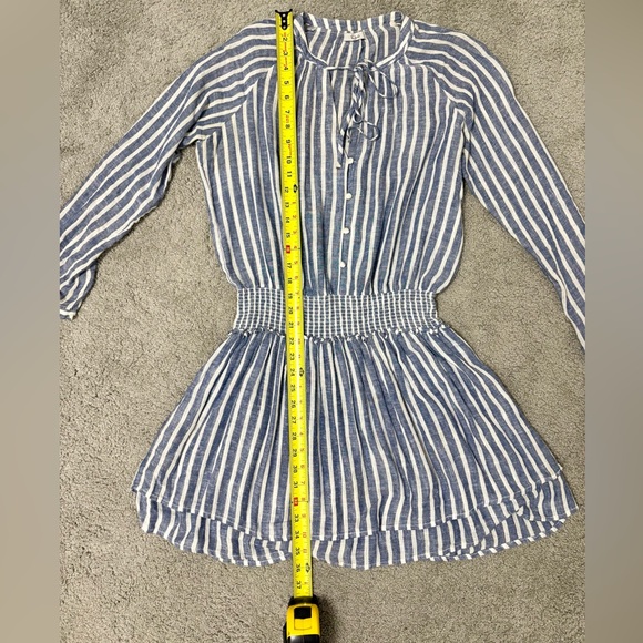 Rails Jasmin Mini Dress Parisan Blue Size Medium Long sleeve Blue white tiered - Picture 7 of 13